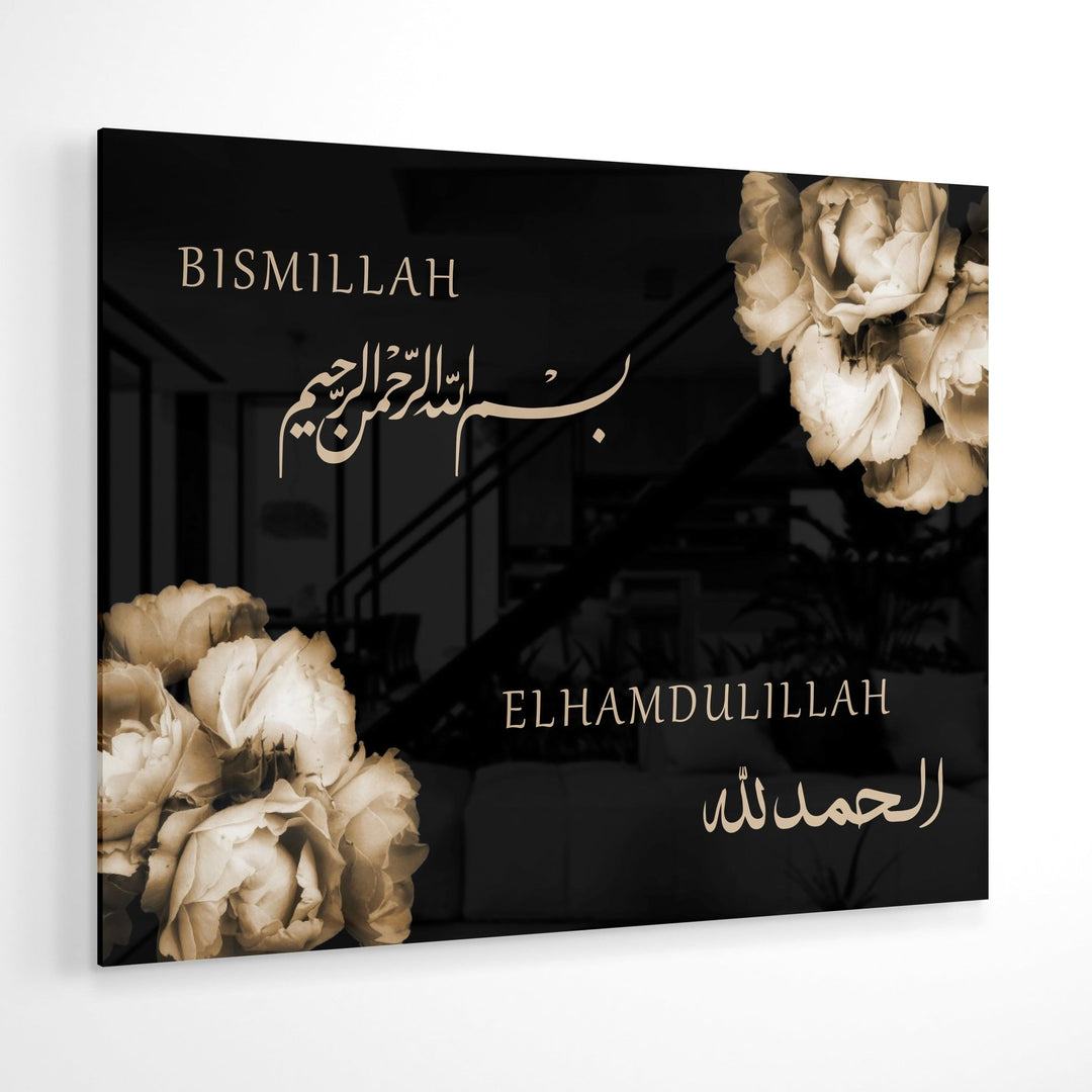 3in1 Bismillah & Elhamdulillah Rose - Leinwand/Acrylglas - Beautiful Wall
