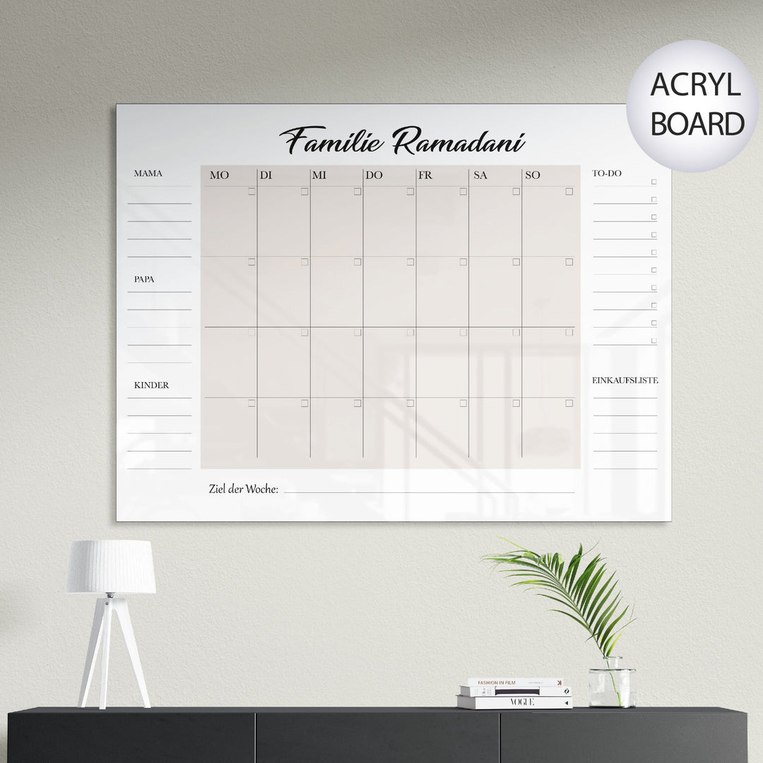 Family planner/calendar made of acrylic glass - Personalized