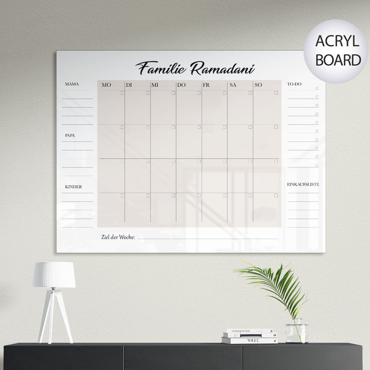 Family planner/calendar made of acrylic glass - Personalized