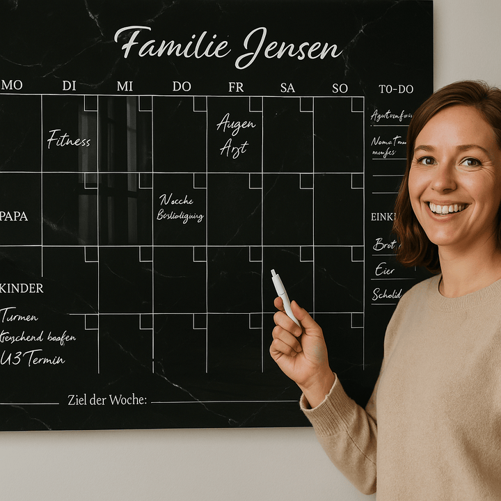 Familienplaner/Kalender aus Acrylglas - Personalisiert - Marmor Schwarz - Beautiful Wall