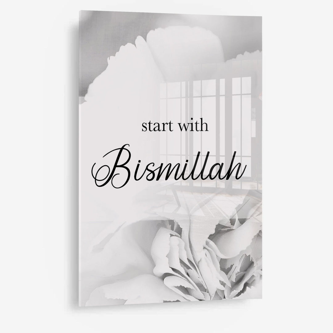 Start with Bismillah - grau - Leinwand/Acrylglas - Beautiful Wall