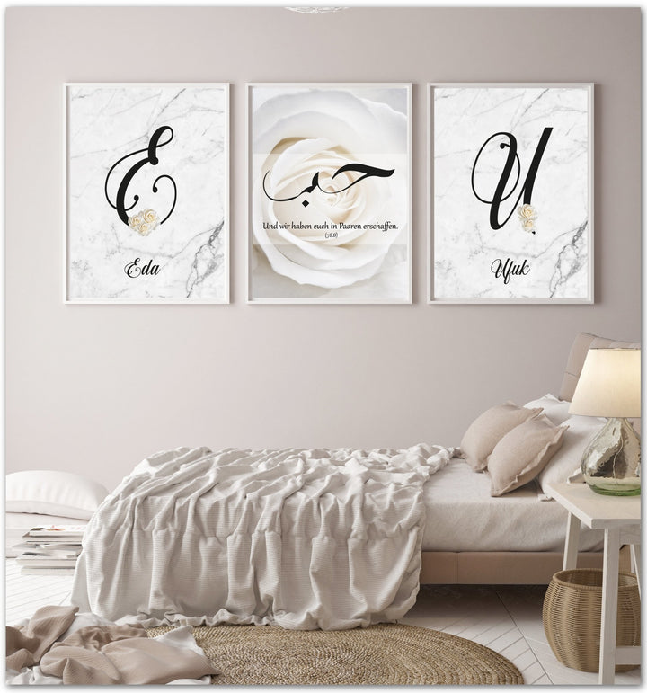 Hayırlı eş (weiß )auf deutsch oder türkisch - Set personalisierbar - Beautiful Wall