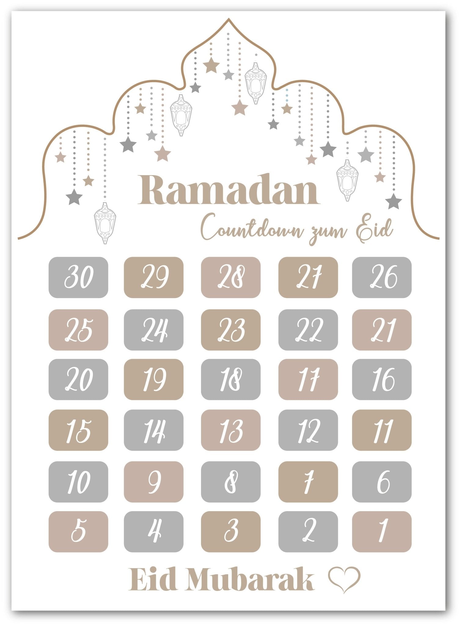 Ramadan Kalender (in verschiedenen Farben) – Beautiful Wall