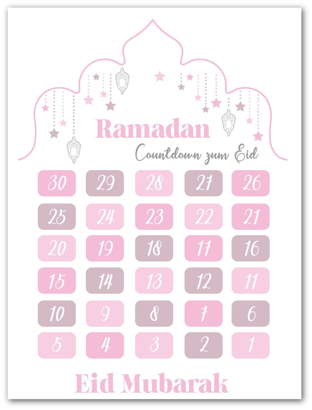 Ramadan Kalender (in verschiedenen Farben) - Beautiful Wall