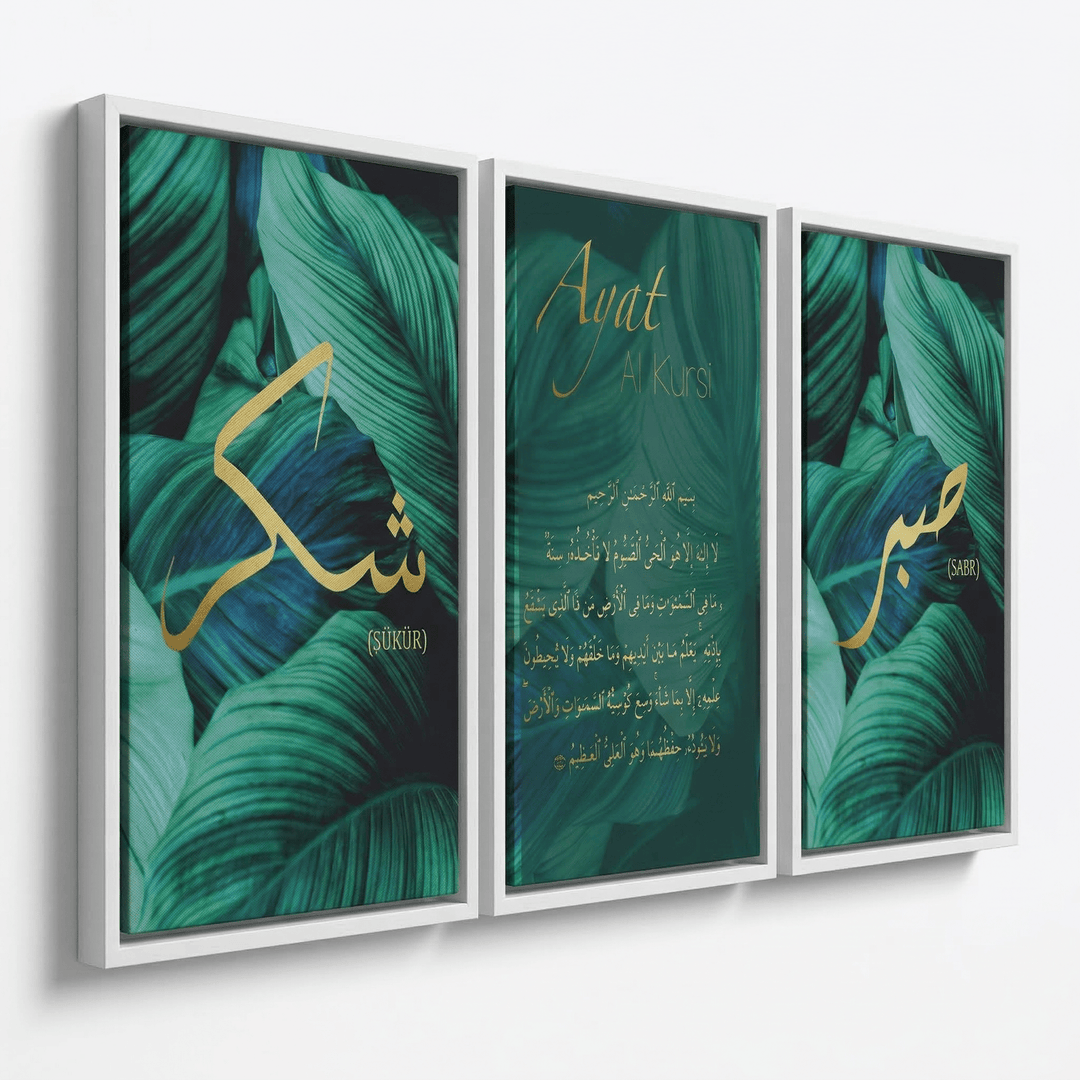 3er Bundle Botanik Sabr, Ayatul Kursi Set - als Leinwand oder Acrylglas - Beautiful Wall