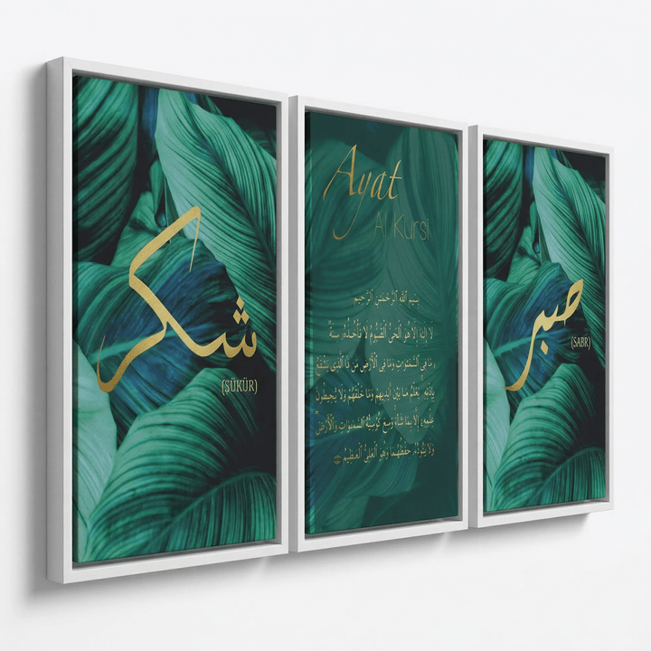 3er Bundle Botanik Sabr, Ayatul Kursi Set - als Leinwand oder Acrylglas - Beautiful Wall