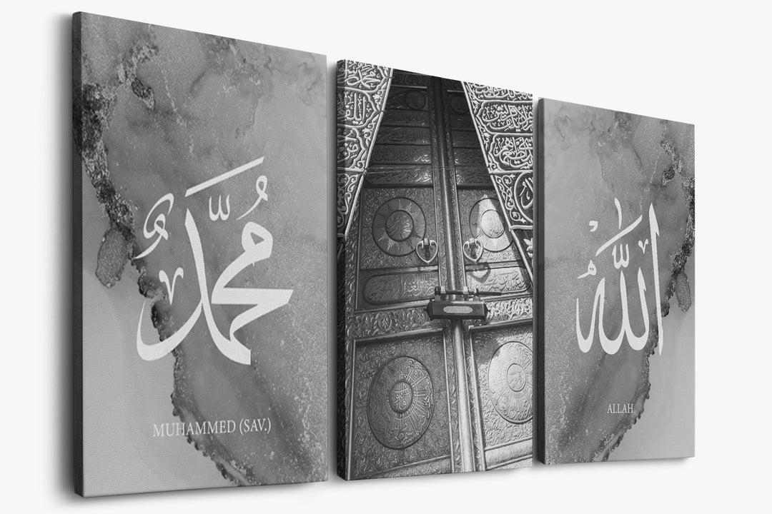 3er Bundle Silver Kaaba Set - als Leinwand oder Acrylglas - Beautiful Wall