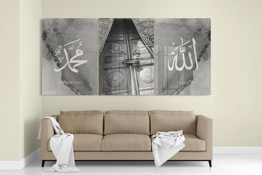3er Bundle Silver Kaaba Set - als Leinwand oder Acrylglas - Beautiful Wall