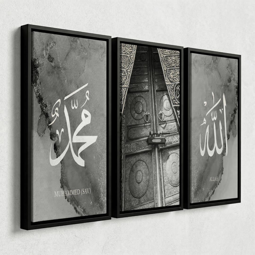 3er Bundle Silver Kaaba Set - als Leinwand oder Acrylglas - Beautiful Wall