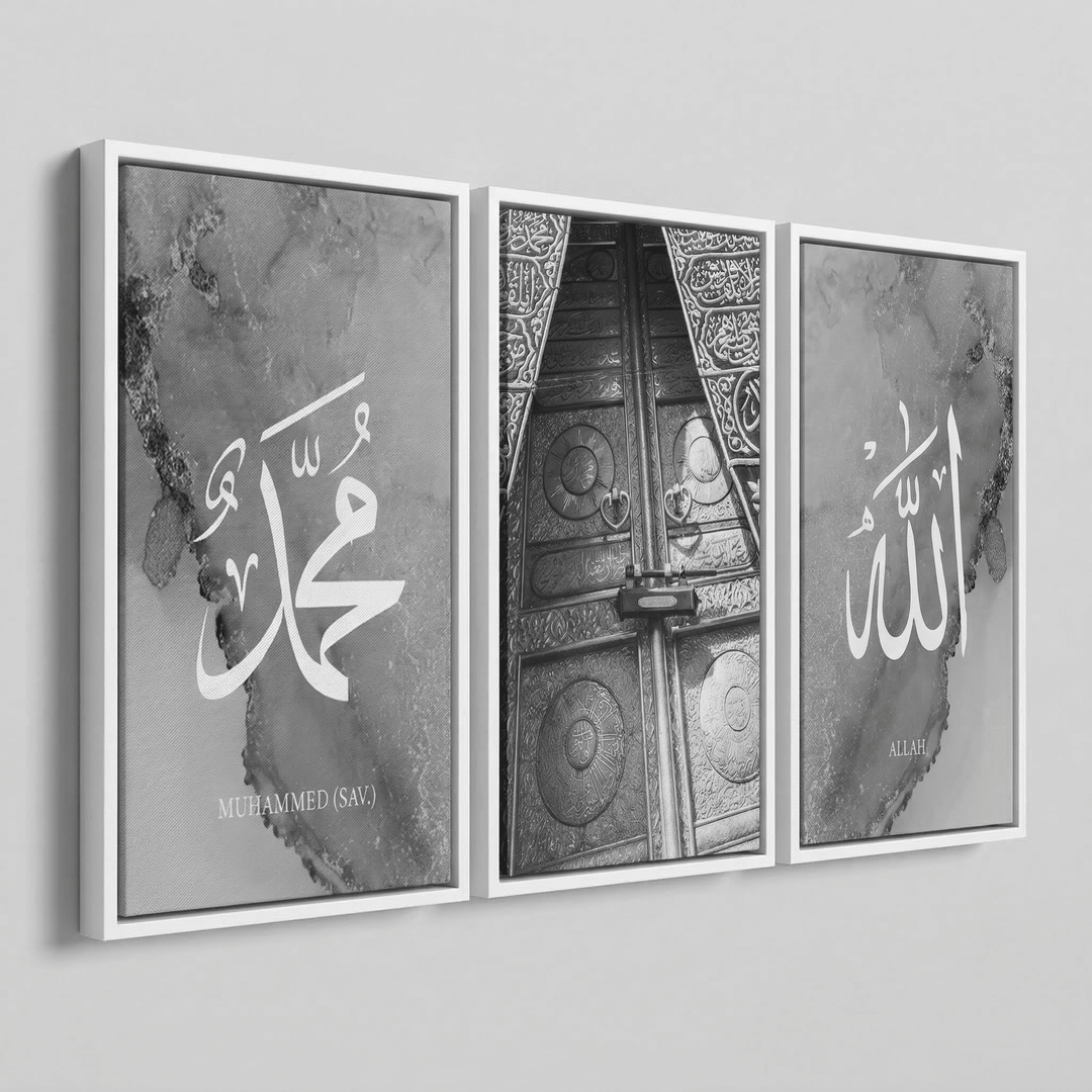 3er Bundle Silver Kaaba Set - als Leinwand oder Acrylglas - Beautiful Wall