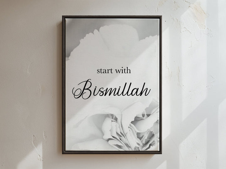 Start with Bismillah - grau - Leinwand/Acrylglas - Beautiful Wall