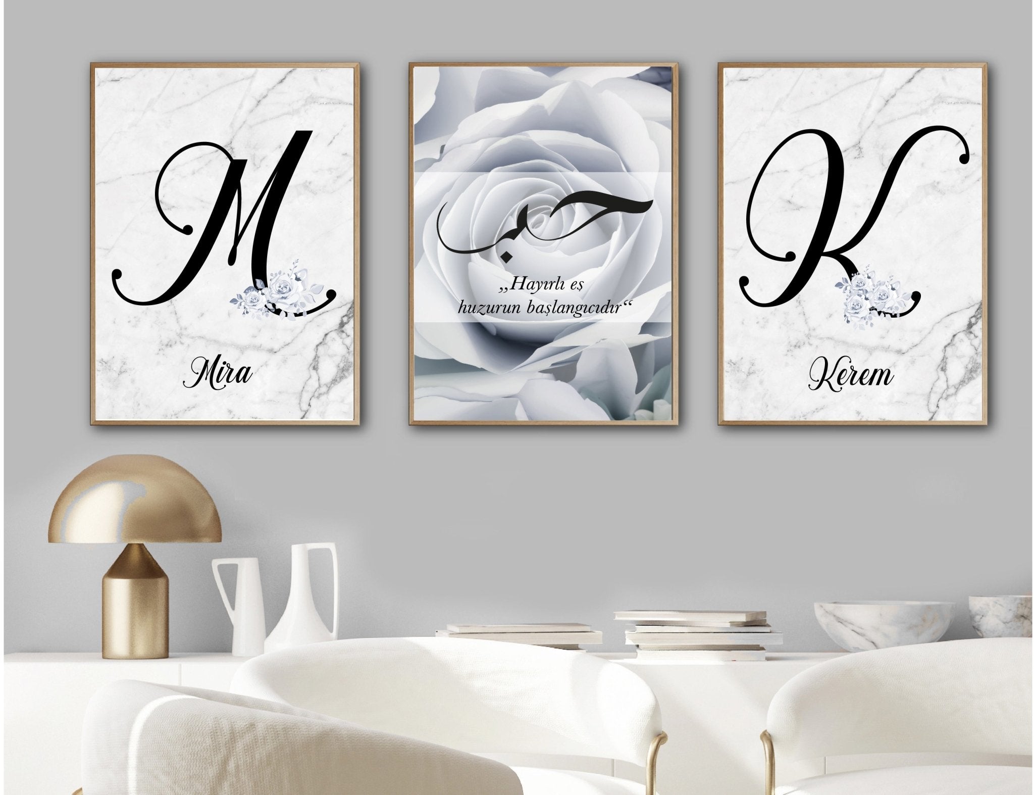 Wandsticker Mit Herzen & Rose – Personalisierbarer Vinyl-Aufkleber, Größe L (950 X 290 Mm) – Für Glatte Wände