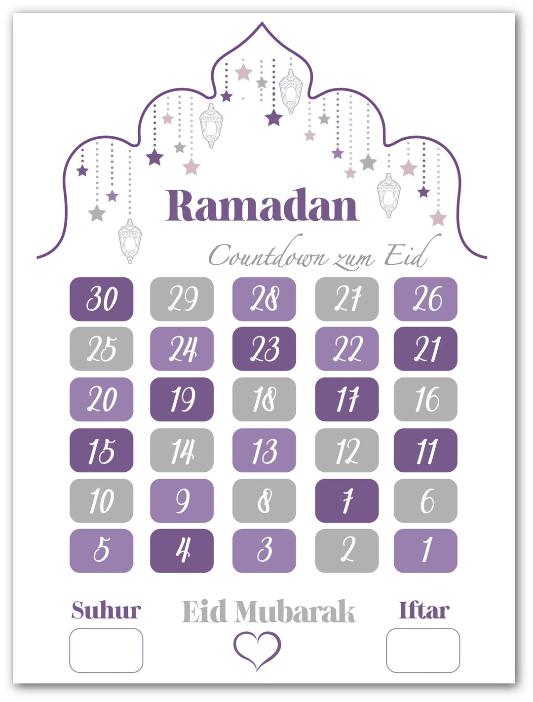 Ramadan Kalender (in verschiedenen Farben) - Beautiful Wall