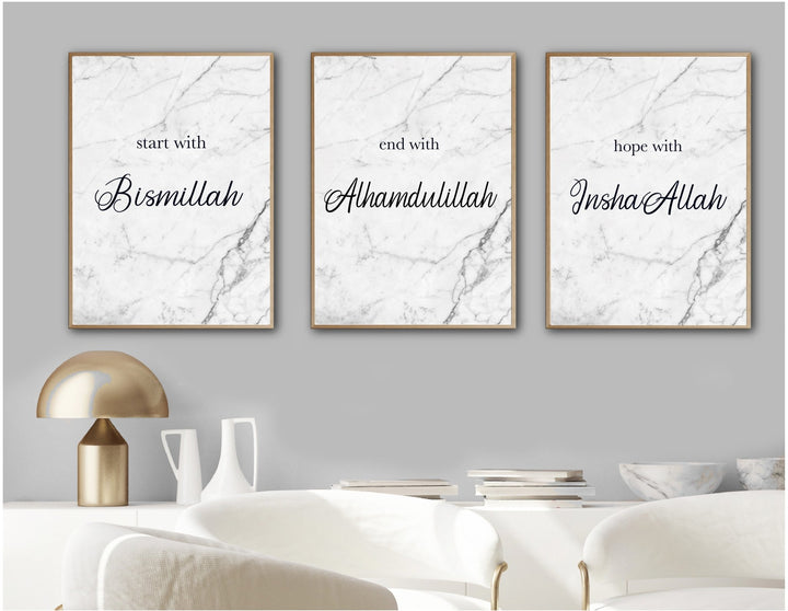 Start with / Bismillah ile - Marmor - Set - Beautiful Wall